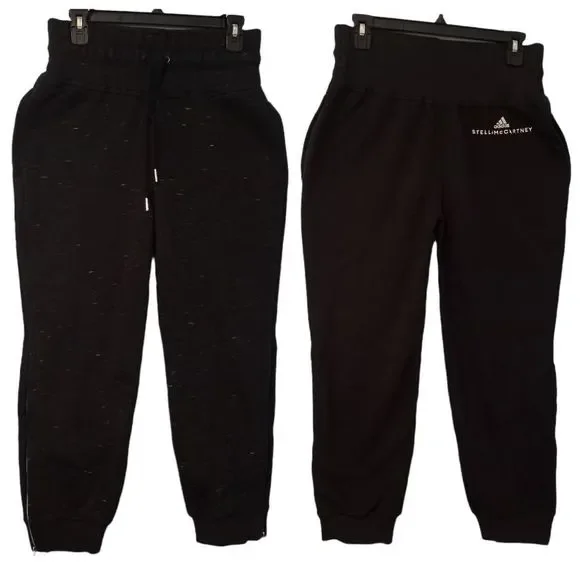 Adidas X Stella McCartney Crop Sweatpants Joggers size Small Black/Gray - Picture 1 of 12